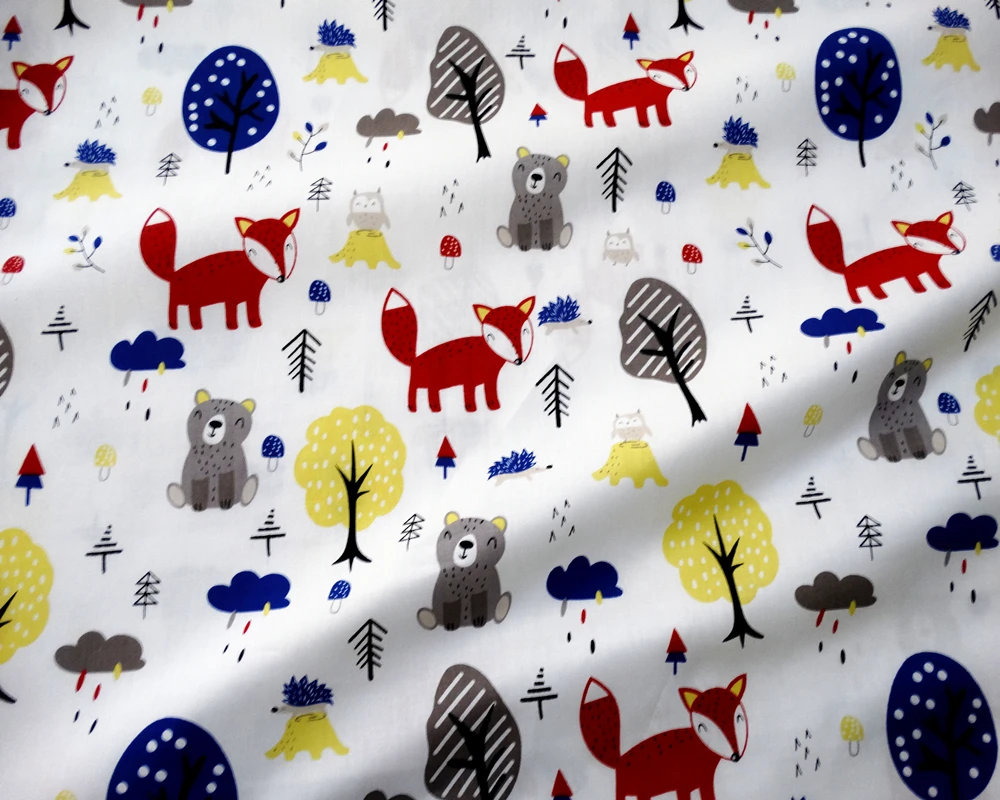 Engineering vehicle Plane Fox Cotton Fabric 100% Cotton Twill Print for Sewing Home Textile Child Dress Making Woven Soft Fabric