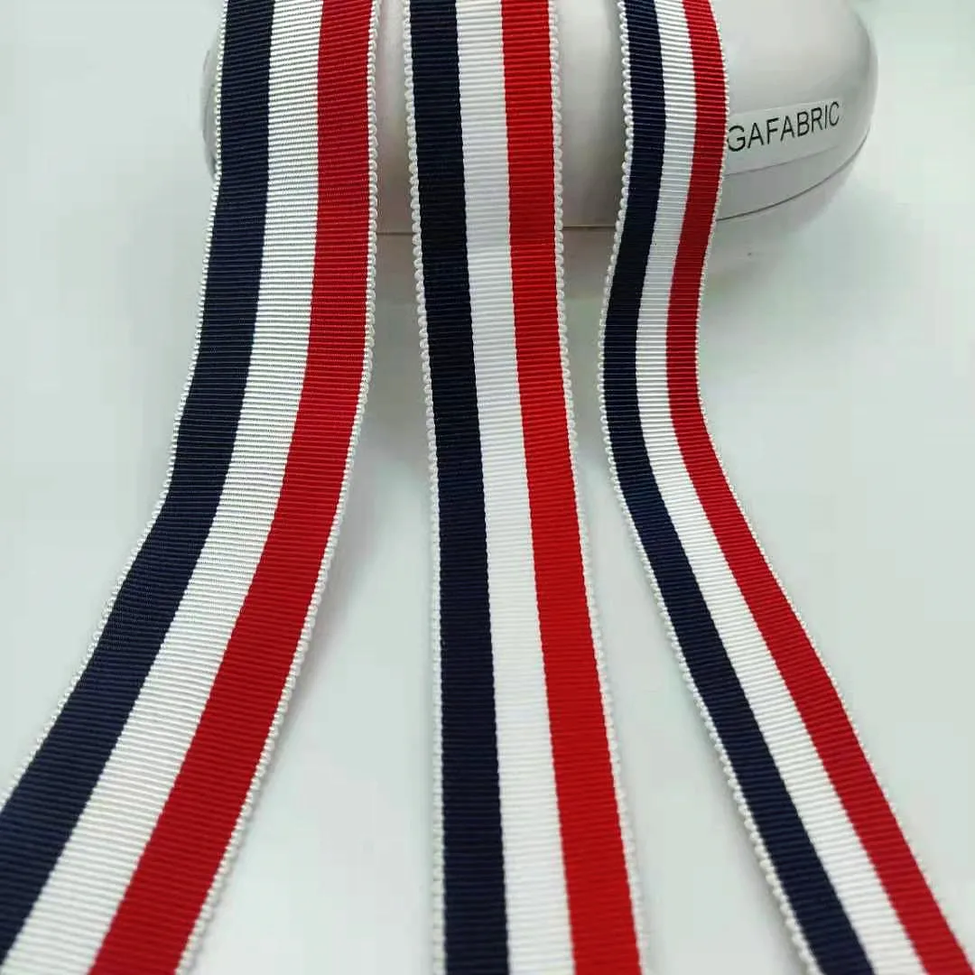 Korea Clothing Decorative Striped Matt Polyester Hat Strap Red White Blue Webbing Wavy Edge Ribbon 1/1.5/2/2.5/3.8 cm Width