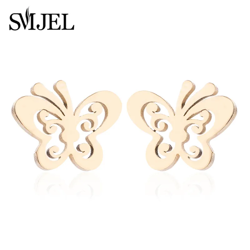 Cute Stainless Steel Butterfly Necklace & Earrings Set