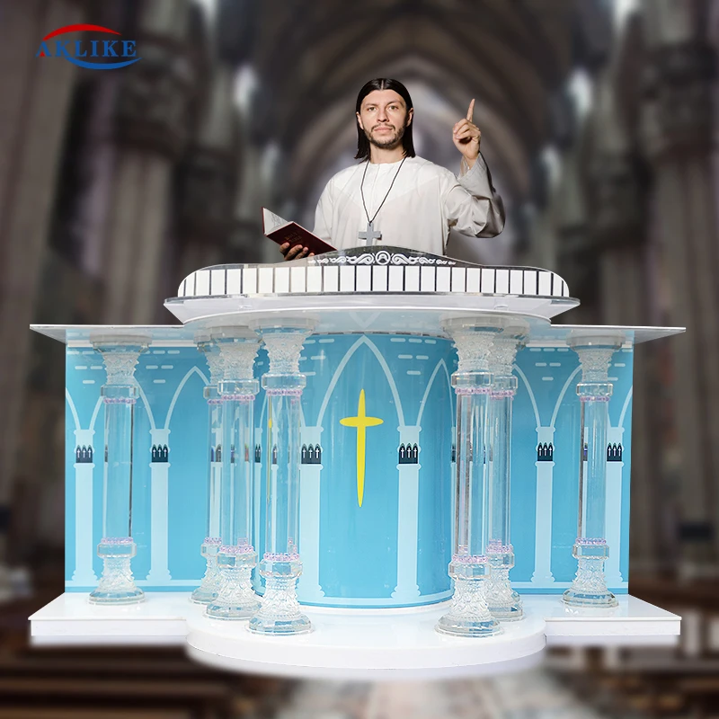 Popular Podium Church Service Lectern Clear Crystal Rostrum Pastor Cross Pulpit Wedding Ceremony Platform Modern Free Shipping