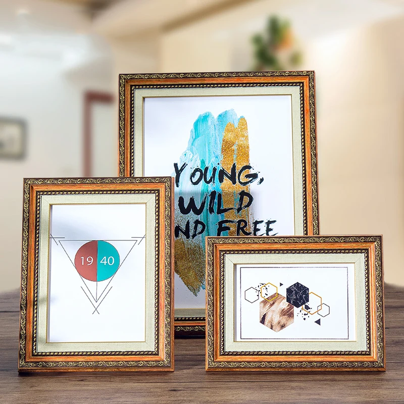 5/6/7/8/10 Inch Vintage Art Picture Frame For Wedding Photo Disply Rectangle Hanging Wall Painting Decor Family Desk Photo Frame
