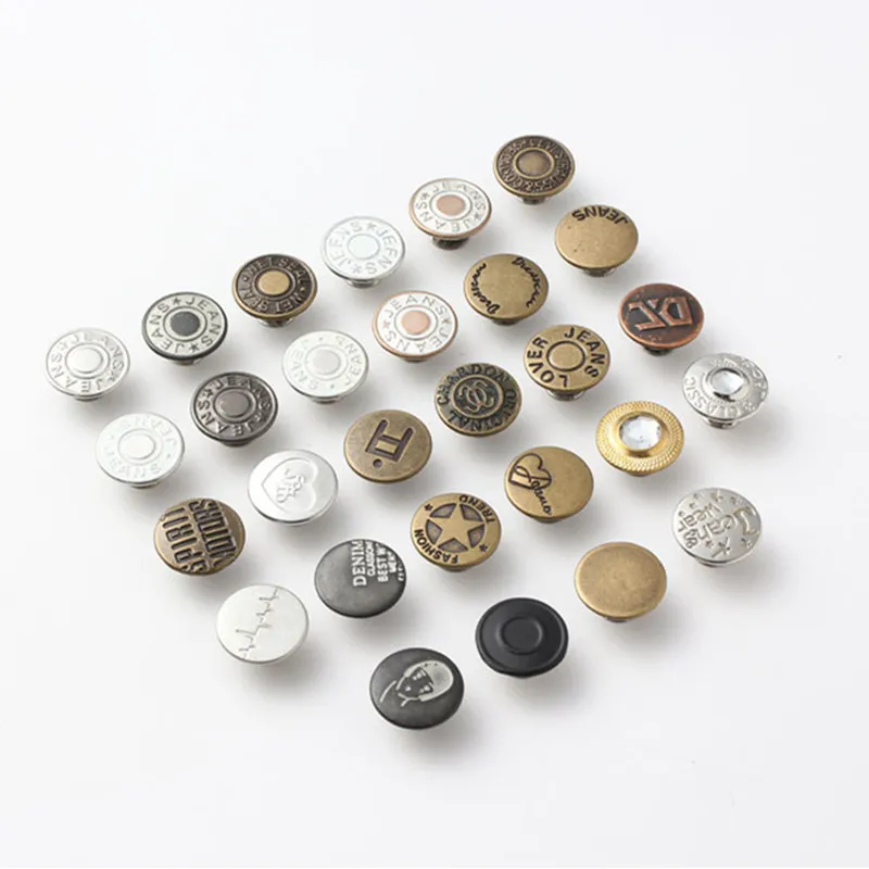 10Pcs 17MM Jeans Brass Jeans Button Casual Pants Bibs Shaking Head Button Denim Jacket Round Button