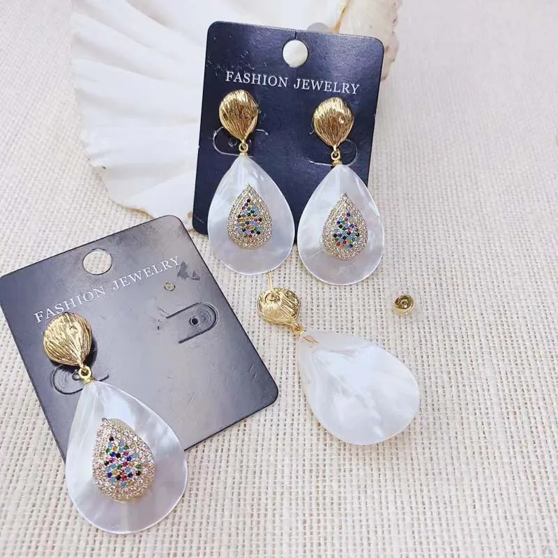 New Design Fashion Shell Earring Beads ornament Shell Crystal Bohemia personality Charm Dangle of Earring 3pairs