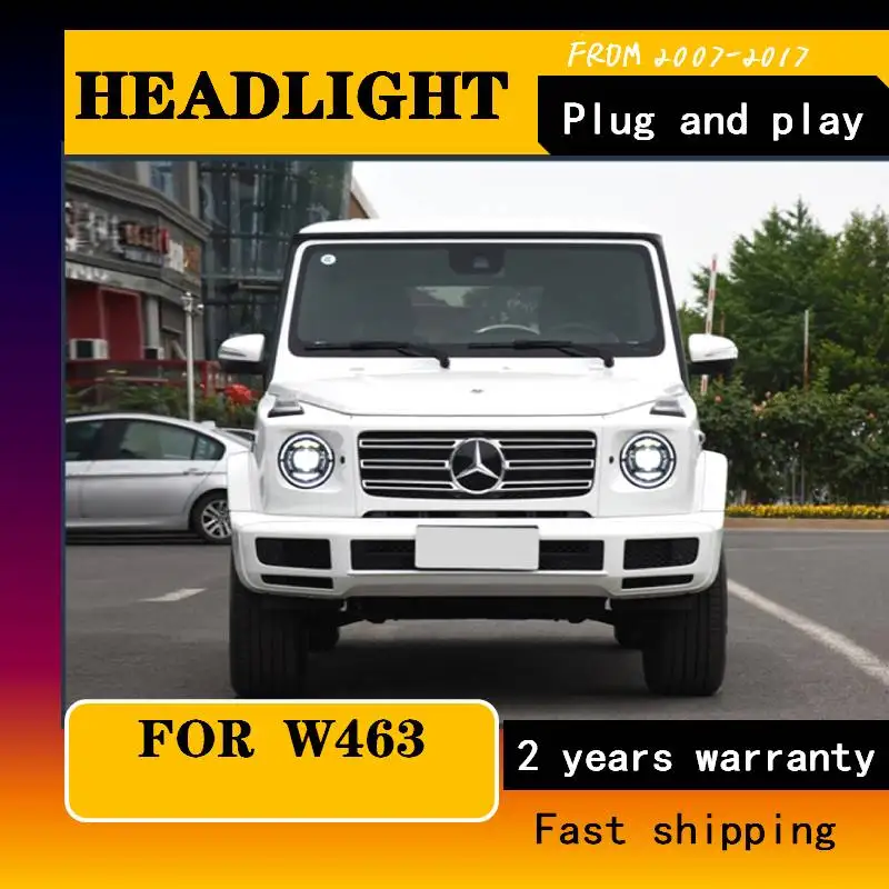 2 PCS Car Goods For Benz W463 G350 G500 G55 G63 2007-2017 Head Lamp LED Headlight LED Dual Projector Headlights Replacement