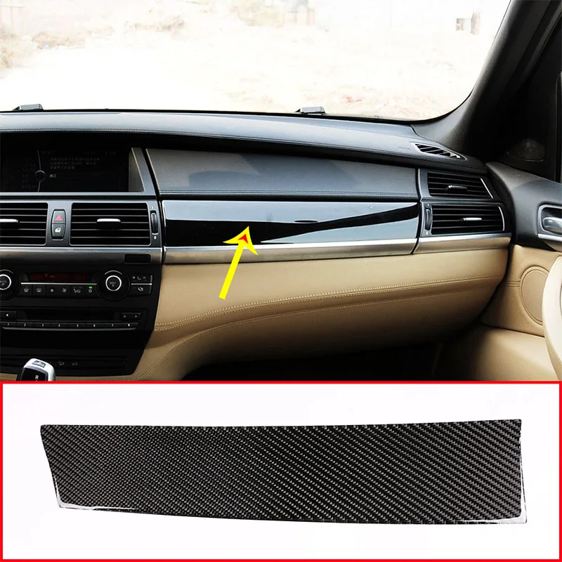 Soft Carbon Fiber Car Passenger Dashboard Panel Cover Sticker Accessory For BMW X5 E70 X6 E71 2008-2013 Left Hand Drive and RHD