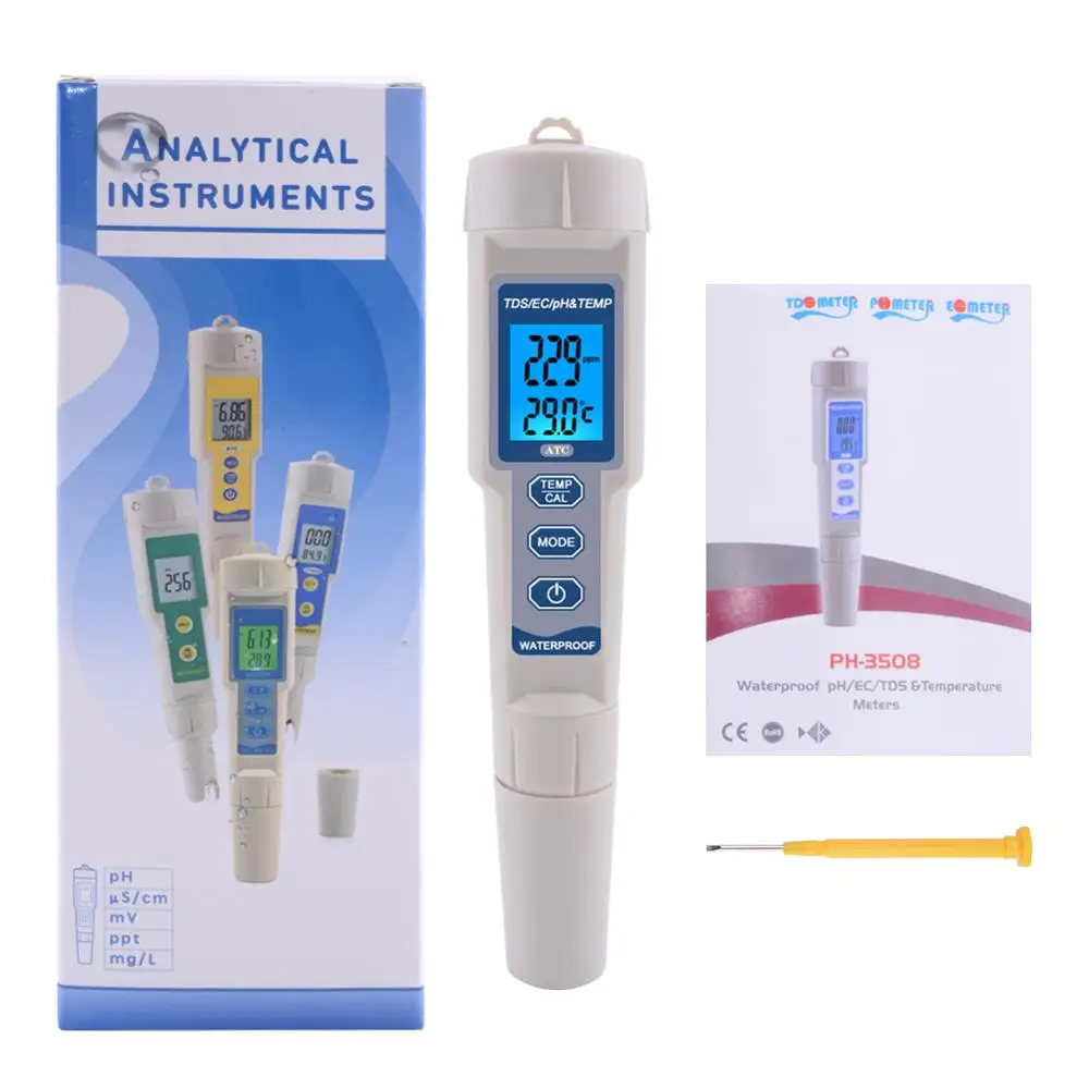 Misuratore PH 4 in 1 Tester digitale per analizzatore di qualità dell'acqua potabile PH/TDS/EC/temperatura per acqua potabile dell'acquario della piscina