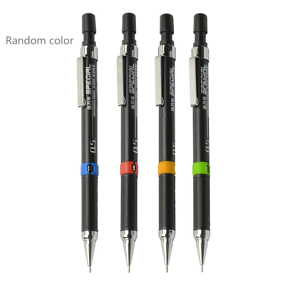 Special automatic pencil. Mechanical pencil. Children usually draw pictures of school supplies and stationery. Random color