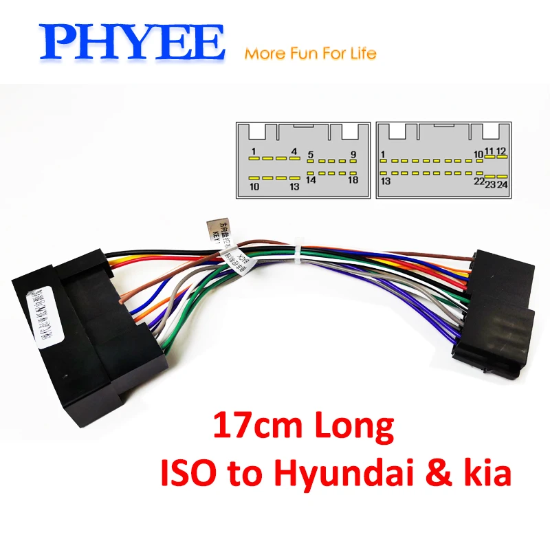 Adaptador Universal de arnés de cableado ISO a Hyundai Kia para Radio de coche, conector de Cable de enchufe ISO10487 para Accent Sonata Sportage Rio