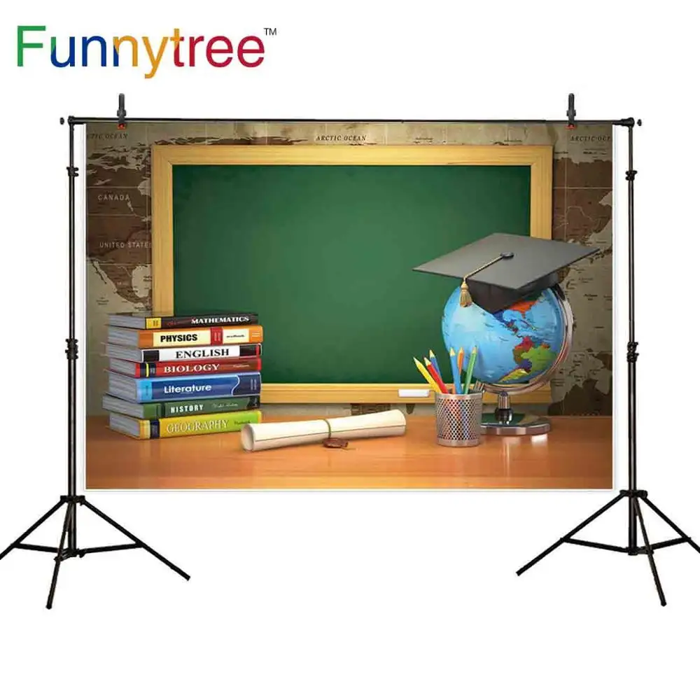 Funnytree book shelf graduation back to school photo backdrop studio wallpaper banner background photozone photography props