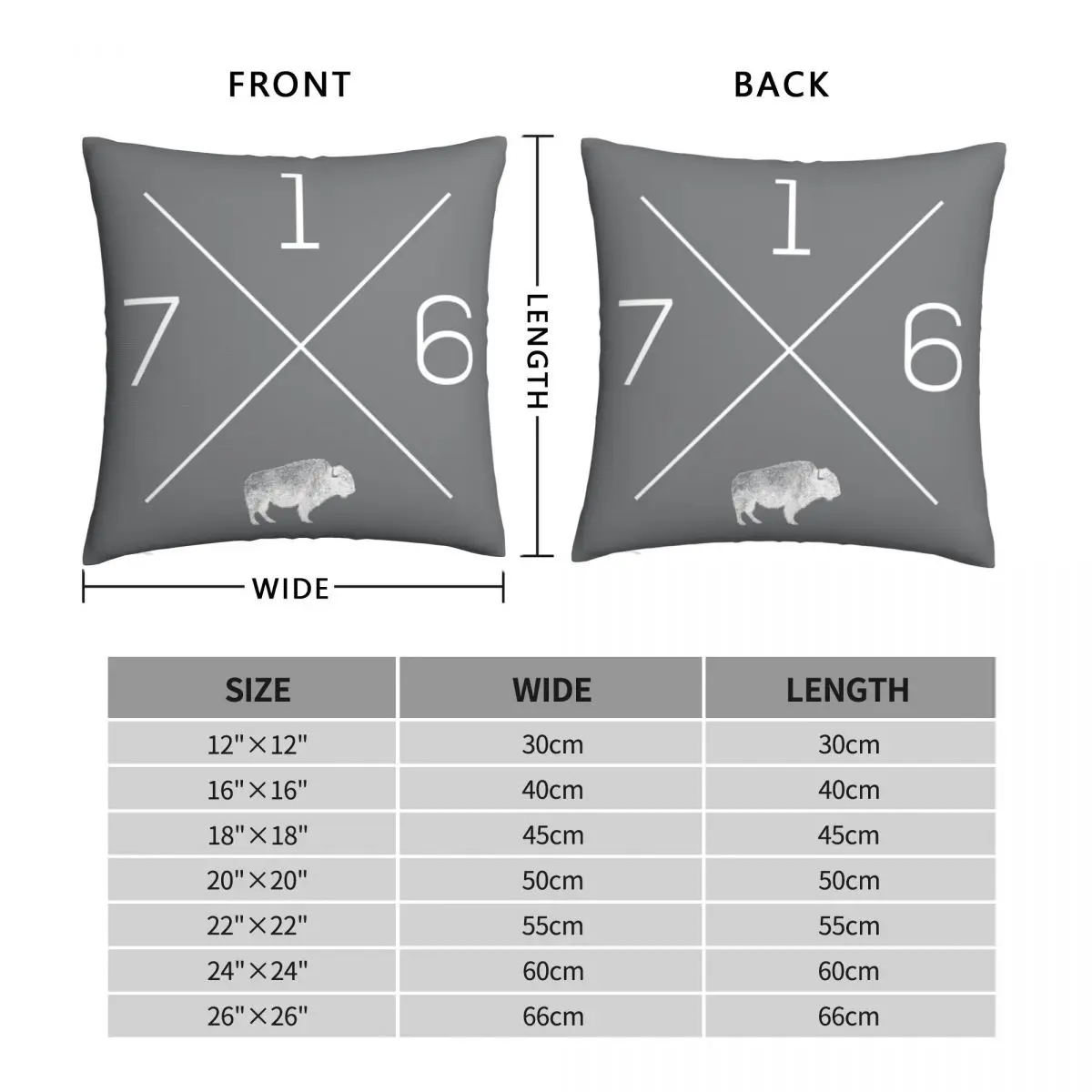 716 Buffalo NY Grey Square Pillowcase Polyester Linen Velvet Zip Decor Throw Pillow Case Sofa Seater Cushion Case