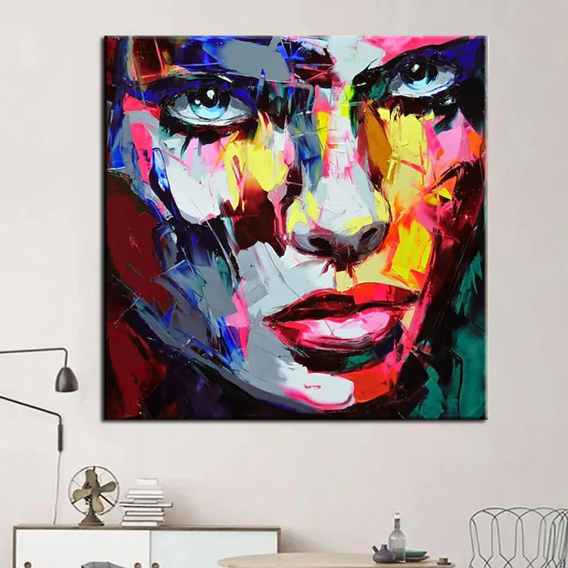 

High Quality 100% Hand Painted Women Lmage Photo Portrait Oil Painting Modern Pop Art Living Room Decor Nice Decorative Painting