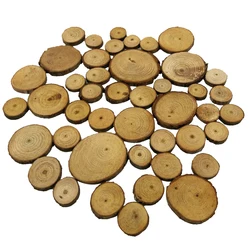 50Pcs/Set Unpainted Natural Wood Log Slice Tree Chic Wedding Table Centerpiece Cake Stand Xmas Ornaments