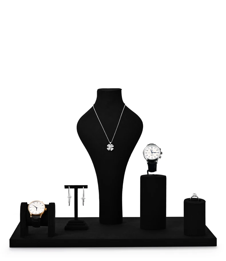 Oirlv Schwarzes Schmuck-Display-Set, Halter für Halsketten, Uhren, Ringe und Ohrringe, mehrteiliger Schmuckständer für die Ladenvitrine – Detail 4