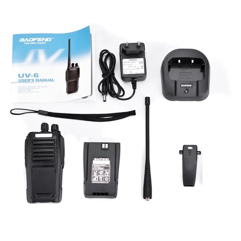 2PCS Baofeng UV-6 8W Ham Radio Security Guard Equipment Two Way Radio Encrypted Handheld Walkie Talkie Ham Radio HF Transceiver