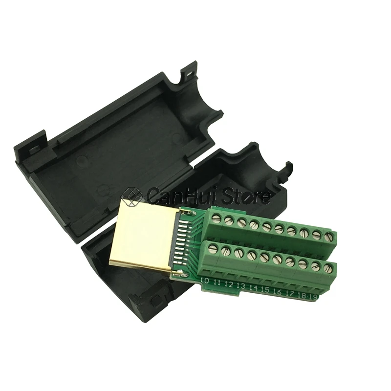 1 szt. HDMI męski 19P wtykowe zaciski zaciskowe złącze bez lutowania z czarną osłoną
