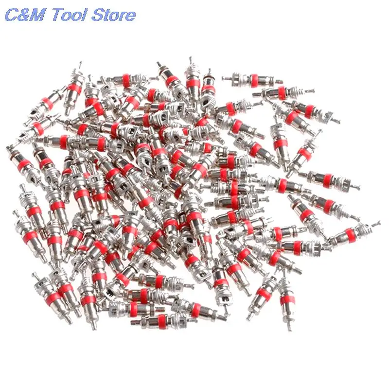 Zinco liga pneu válvula núcleo, válvula núcleo, chave, carro, caminhão, núcleo parte substituição, 100pcs