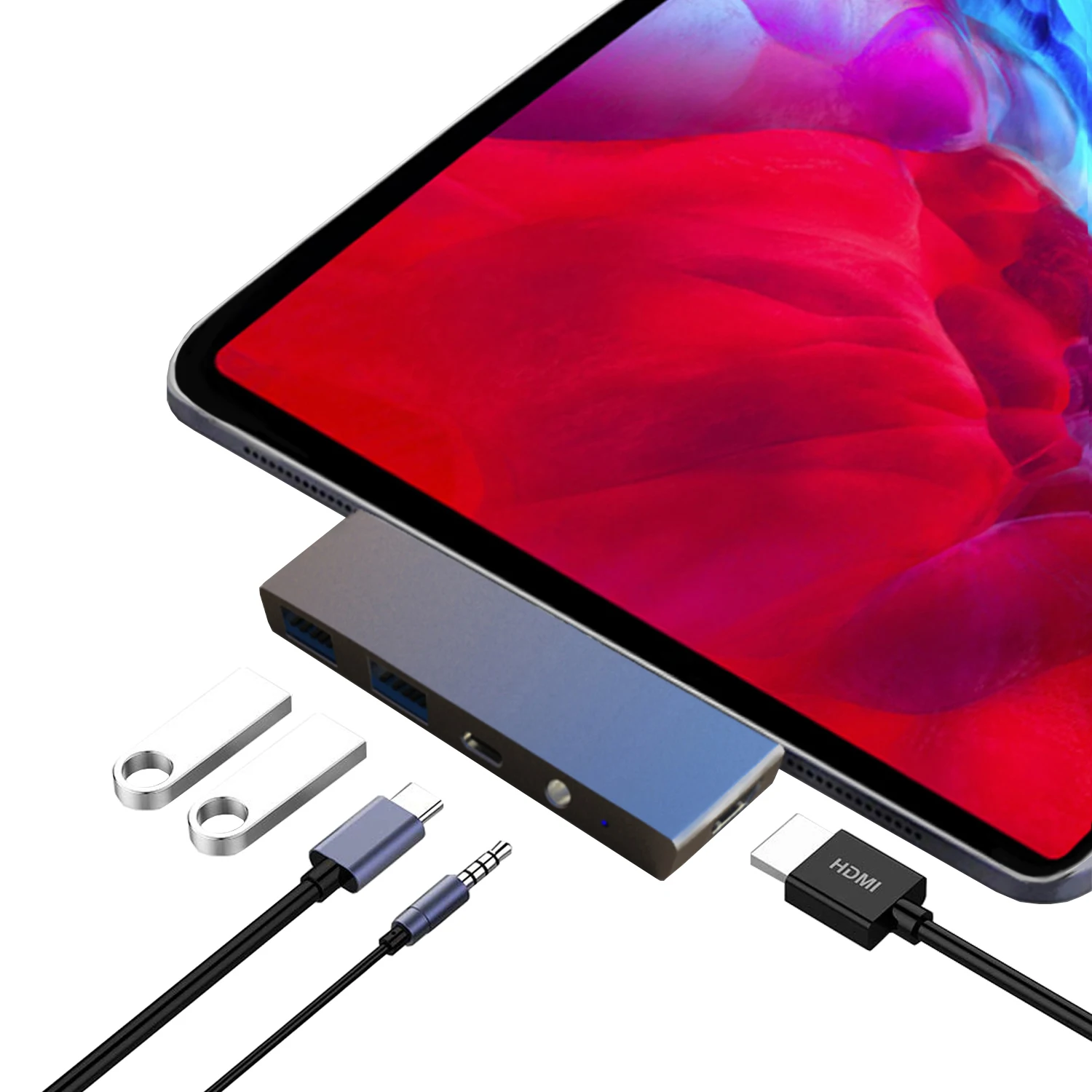 USB C Hub to 4K HDMI With USB-C PD TF SD USB 3.0 3.5mm Jack Port Hub Type C docking For iPad Pro 11 2020 Pro 12.9 2018 3rd 4th