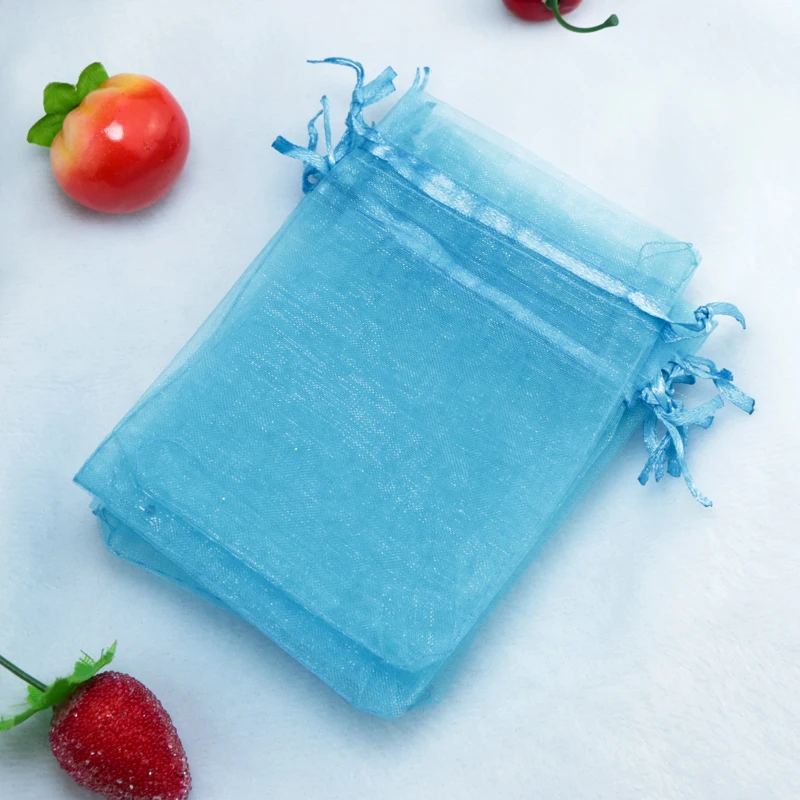 

100pcs 17*23cm Lake Blue Colors Jewelry Display Packing Bag Wedding Gift Organza Jewelry Bag Display Packaging Jewelry Pouches