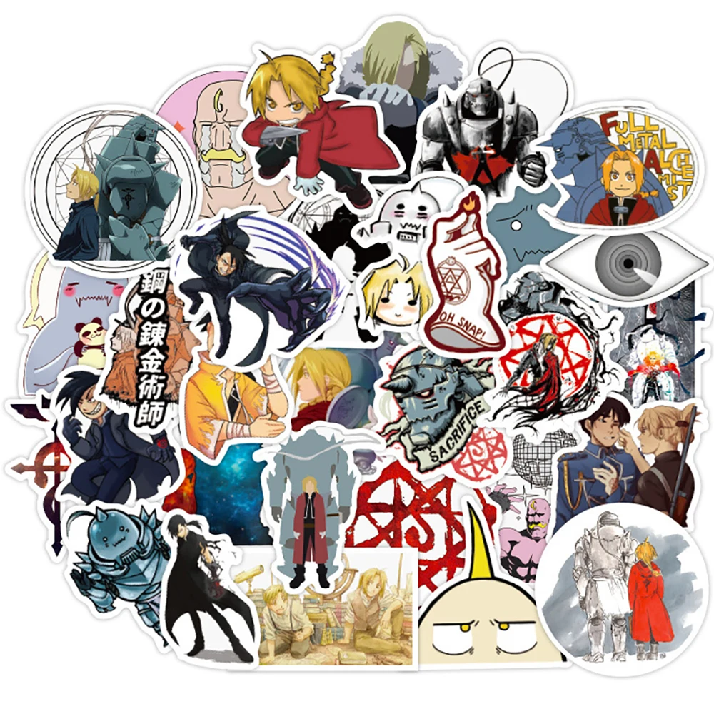 10/30/50PCS Fullmetal Alchemist Anime Graffiti Stickers DIY Motorcycle Travel Luggage Skateboard Classic Kid Toy Sticker Decal