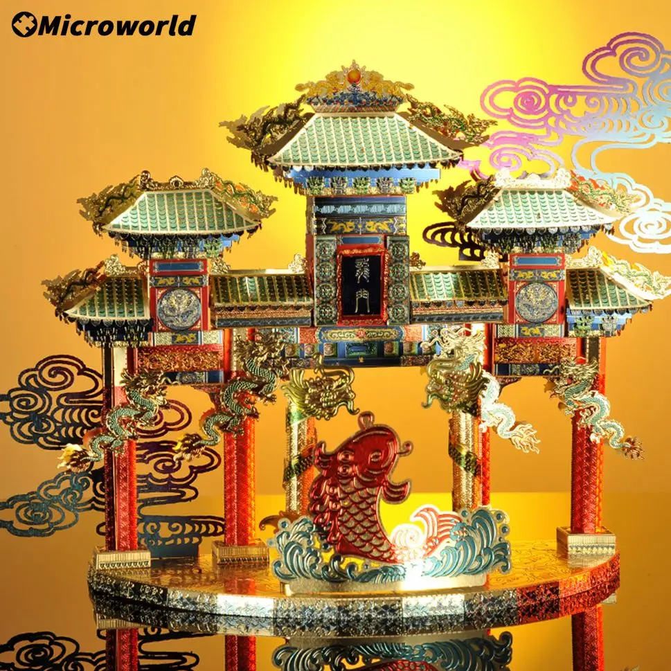 

Microworld 3D Metal Puzzle Carp Gantry Building Model Kits DIY Jigsaw Graduation Blessing Gifts Christmas For Desktop Decoration