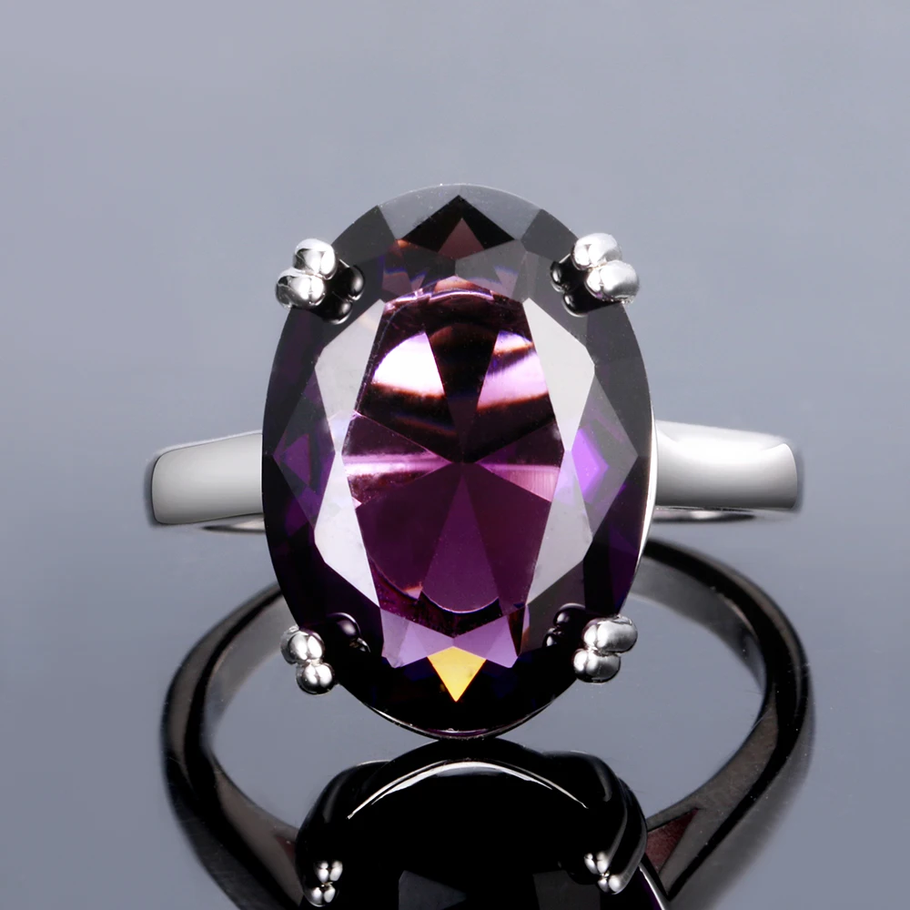 エレガントな天然アメジストシルバーリングオーバル 13MMX18MM ダークパープルマルチカラー 925 ジュエリーリング女性のファッション記念日ギフト