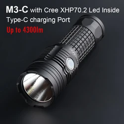 高強力な懐中電灯コンボイM3-C cree XHP70.2 ledドライバ4300lm laterna 26650トーチフラッシュライトキャンプ狩猟ランプ