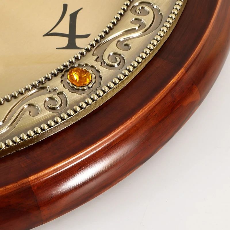 Solid Wood Silent Wall Clock, Round Classic Clocks, Vintage Clock, Living Room, Kitchen, Office, Home Decor, 12\