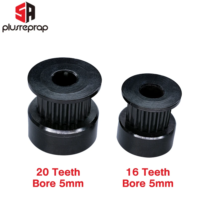 2/5 PCS GT2 16/20 Teeth Black Timing Pulley Bore 5mm Shaft Alumium Pulley for 6mm Belt 3D Printer Parts