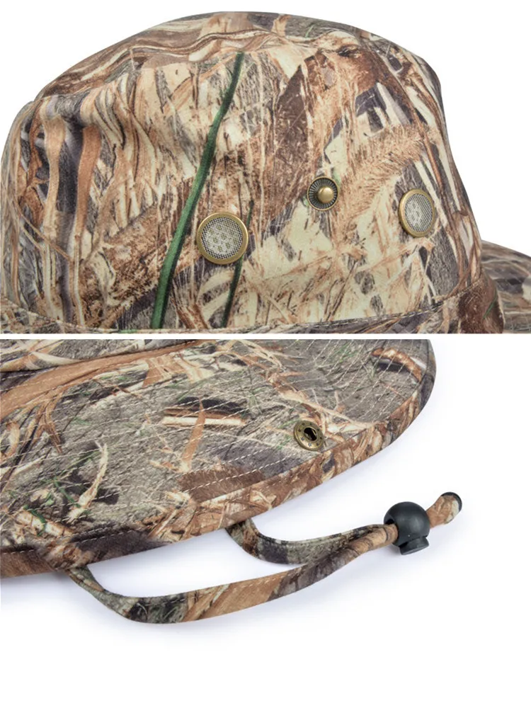 High Quality Reed Bulrush Bionic Camouflage Hunting Fishing Bonnie Hat Large Size Outdoor Sports Sun Protection Cotton Hat