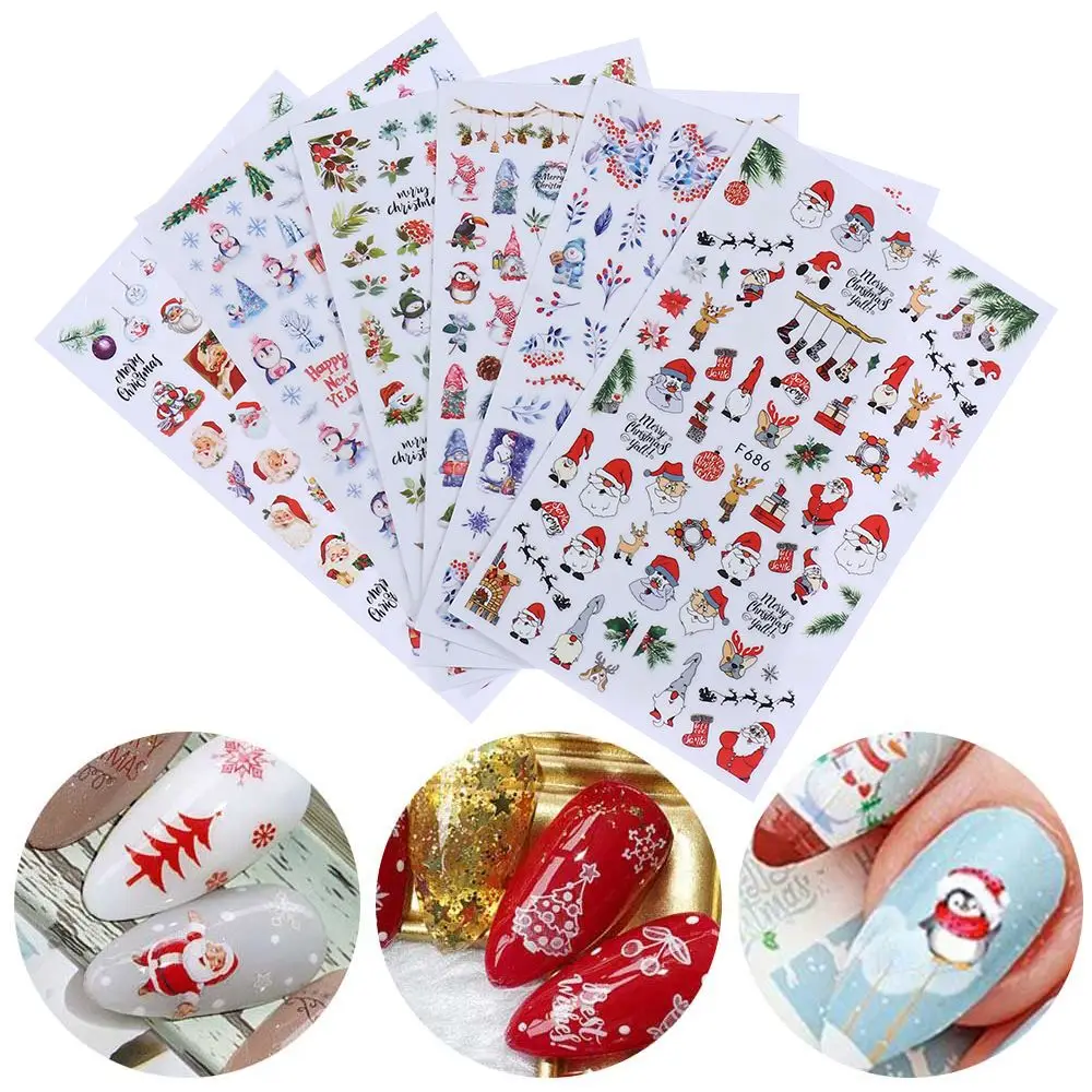 Adhesive Snowman Penguin Elk Christmas Nail stickers Snowflake