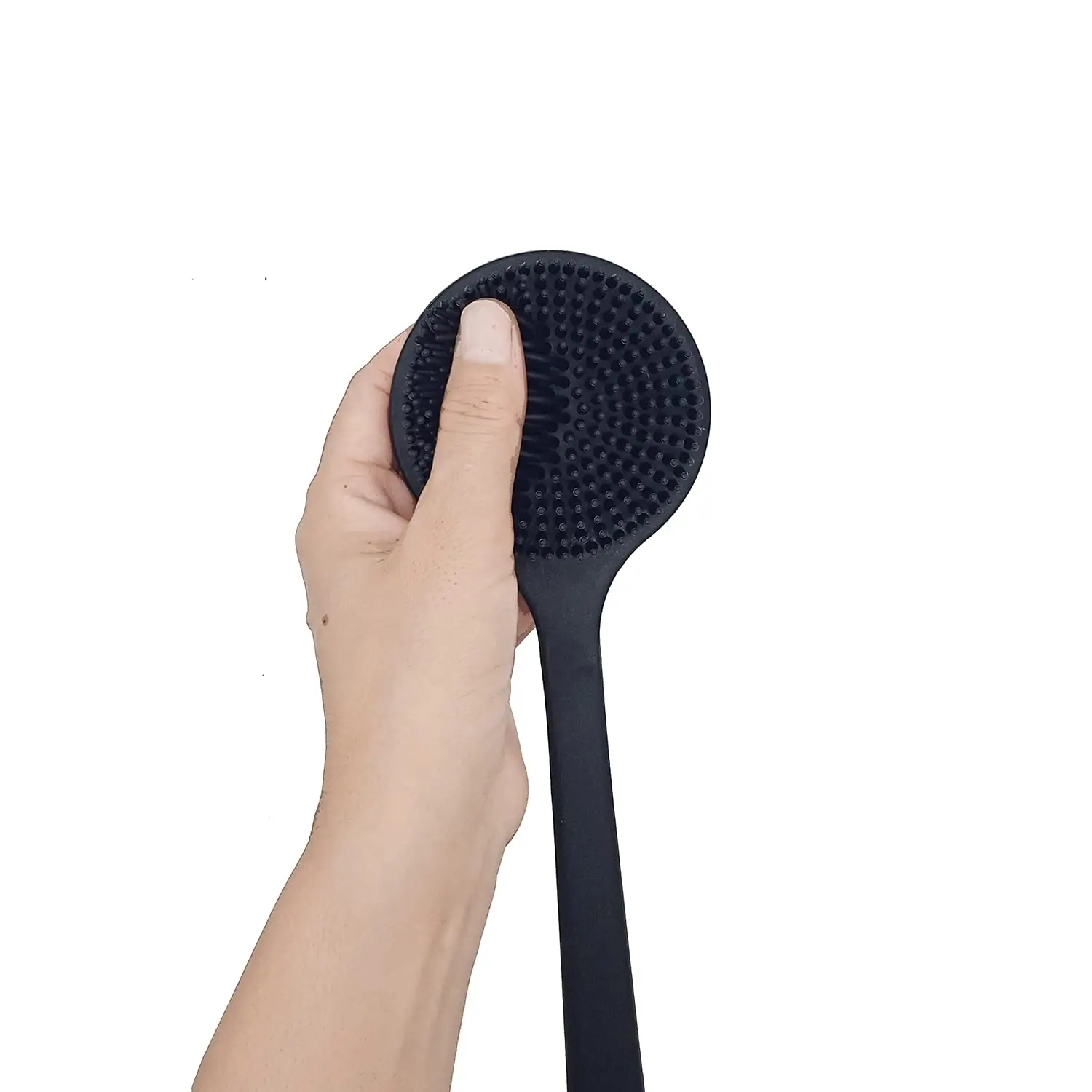 Soft Silicone Back Scrubber Shower Bath Body Brush with Long Handle, BPA-Free, Hypoallergenic, Eco-Friendly (Black)