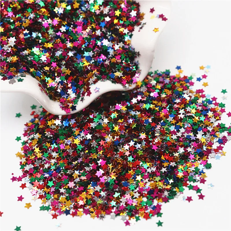 3mm 4mm Colorful Pvc Glitter Sequins Five-point Star Shape Nail Sequin Handmade for Diy Women Sewing Accessory Scrapbooking