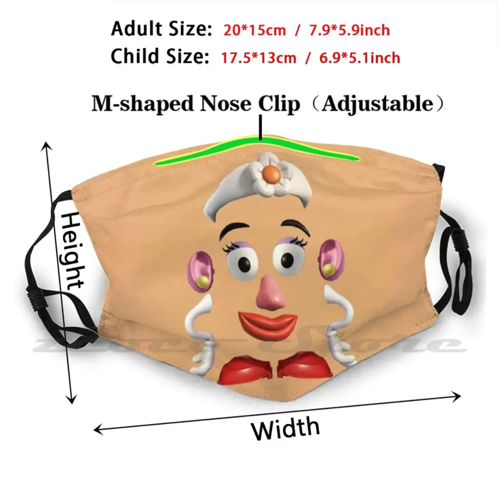 ¡La señora Potato! Mascarilla de tela lavable para adultos y niños, máscara con filtro Pm2.5, patata, zumbido, juguete Lightyear