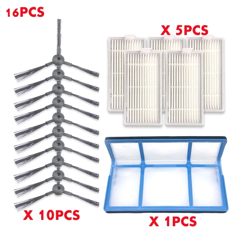 16PCS robot aspirapolvere HEPA Filtro spazzola laterale per ilife v5s parti pro V50 V5S v3 v3s v3pro ilife vuoto parti più pulito