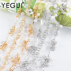 YEGUI C229,diy chain,18k gold plated,copper metal,rhodium plated,plastic pearl,jewelry making,diy bracelet necklace,50cm/lot