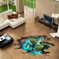 3D broken wall cosmic space wall sticker home decor living room bedroom floor decoration Removable decorative vinyl material XL