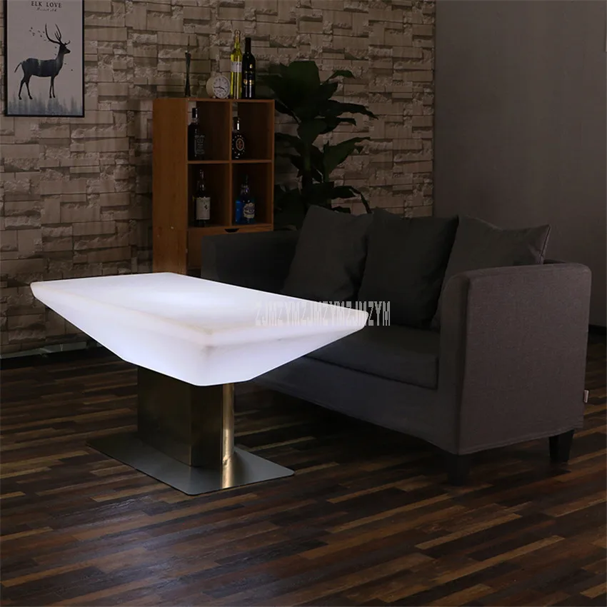 

Hot Led Luminous Bar Table Simple Square Single Leg Cocktail Bar Table For Night Club Coffee Shop Creative Lighting Furniture