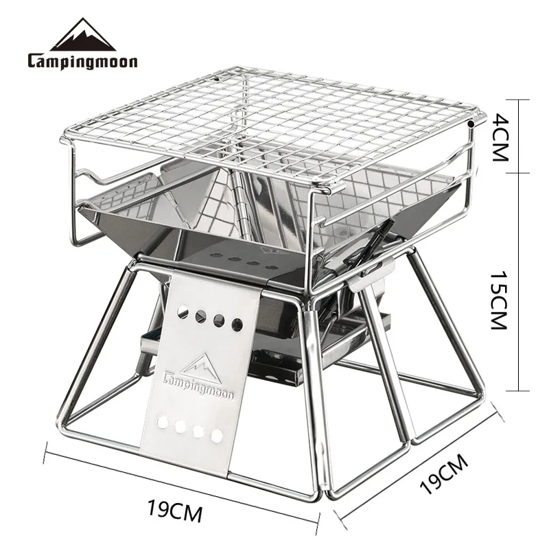 Steel Barbecue Rack Campingmoon X-Mini Couple Family Barbecue Grill 1-2 People  Barbecue Wood Carbon Small Stove