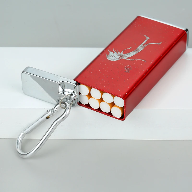 Red Black Metal Zinc Tobacco Holder Mini Portable Ashtray Pocket Cigarette Case Box Holds 8 pcs Cigarettes 84mm Smoking Gift