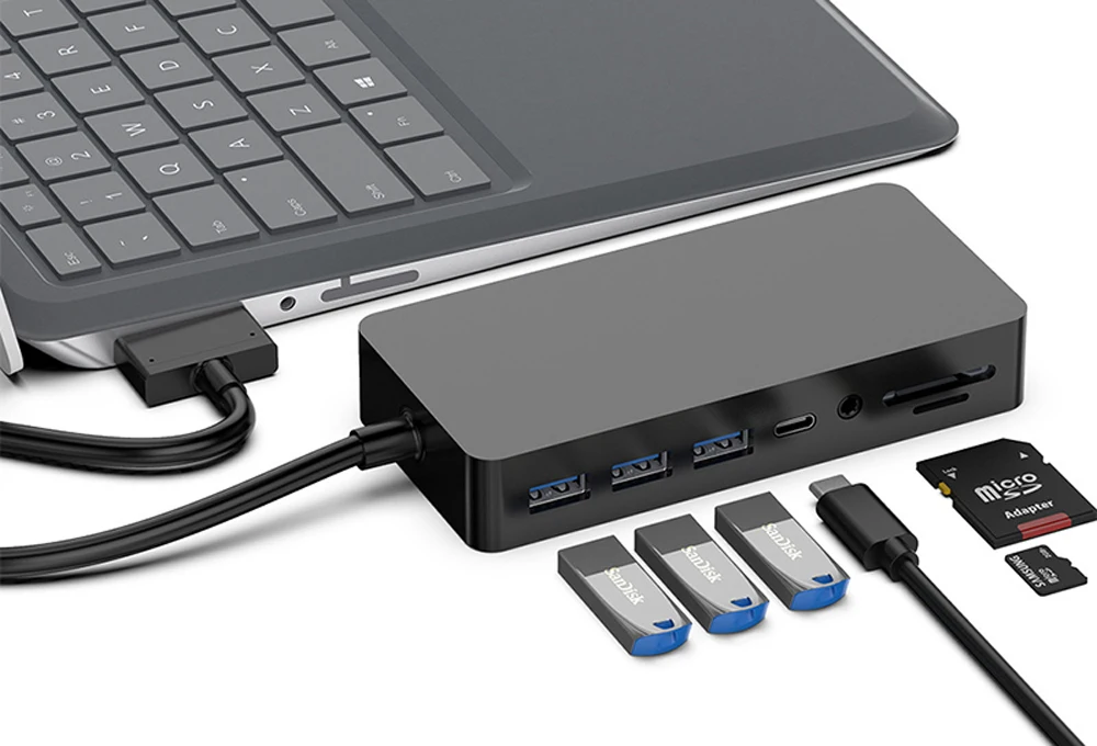 11 in 1 USB 3,0 Mini DP bis 4k HD/DP/VGA 3,5 Audio Gigabit Ethernet SD/TF Kartenleser Hub für Microsoft Surface Pro 4 5 6 – Detail 7