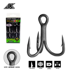 JK JS-47 Boat Fishing Super Antirust Triple Hook Gray Color 4X Strong Triple Fishing Hooks High Quality Fishhook #8~5/0 Tee Hook