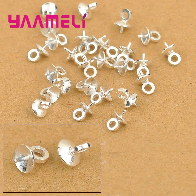 

5MM Wholesale 100PCS DIY Jewelry Findings 925 Sterling Silver Bail Connectors Pendant Beads Cap For Pearl,Crystal Bead