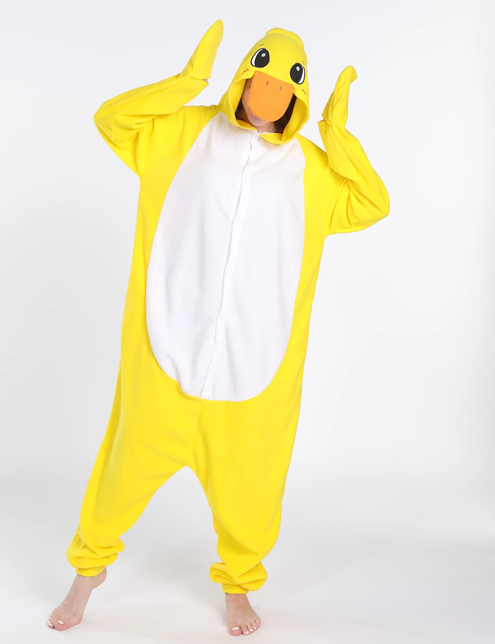 

WOTOGOLD Anime Onesie Pajamas Yellow Duck Cartoon Pajamas Polar Fleece Winter Warm Adult Pyjamas Hoodies Party