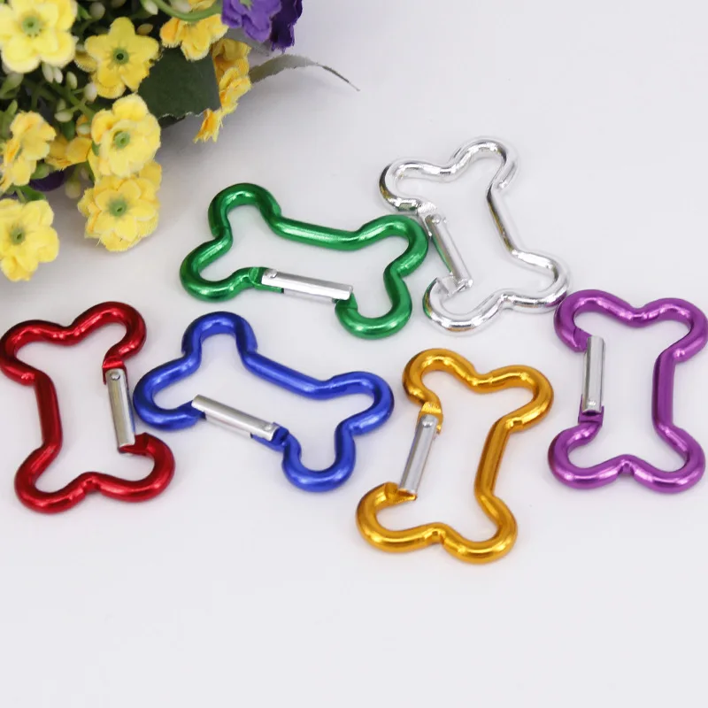 

100pcs Bone Shape Hook Ring Aluminum Carabiner Camping Hiking Tools Quick Hook Backpacking Hanging Buckle Keychain #235689