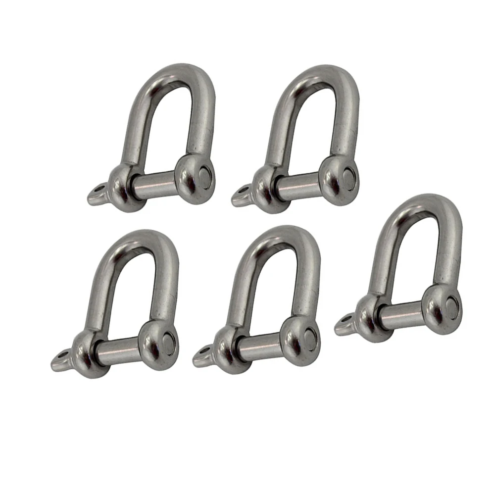 5PCS 304 Stainless Steel M5/5MM D Shackle With Screw Pin Dee Tow Shackle For Paracord Bracelet Key Chain