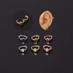 2022 New 1PC Mini Hoop Cartilage Earring for Women Multicolor Zircon Helix Tragus Daith Conch Rook Snug Earring Piercing Jewelry