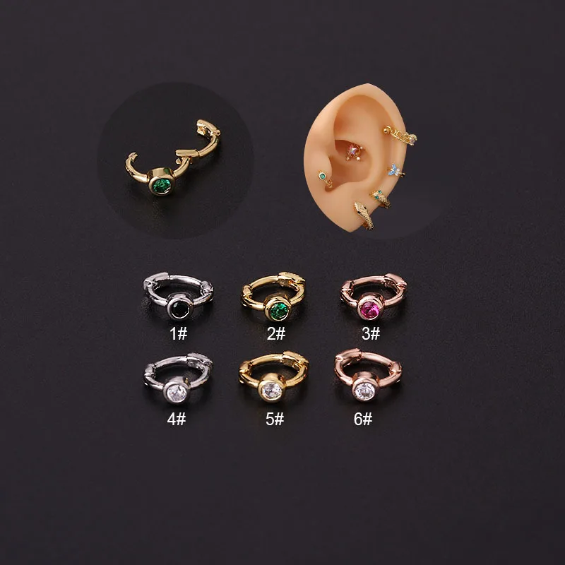 2022 New 1PC Mini Hoop Cartilage Earring for Women Multicolor Zircon Helix Tragus Daith Conch Rook Snug Earring Piercing Jewelry