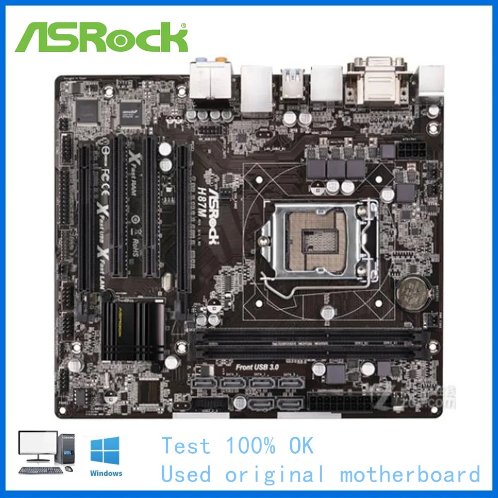 

For ASRock H87M Computer USB3.0 SATAIII Motherboard LGA 1150 DDR3 H87 Desktop Mainboard Used