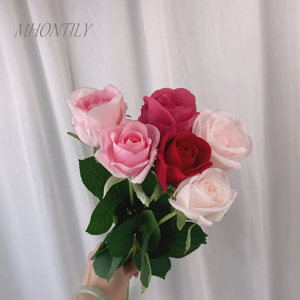 

10Pcs Feel Real Touch Rose Artificial Flowers Decoration Home Garden Floral Wedding Decoration Bridal Bouquets Fake Roses