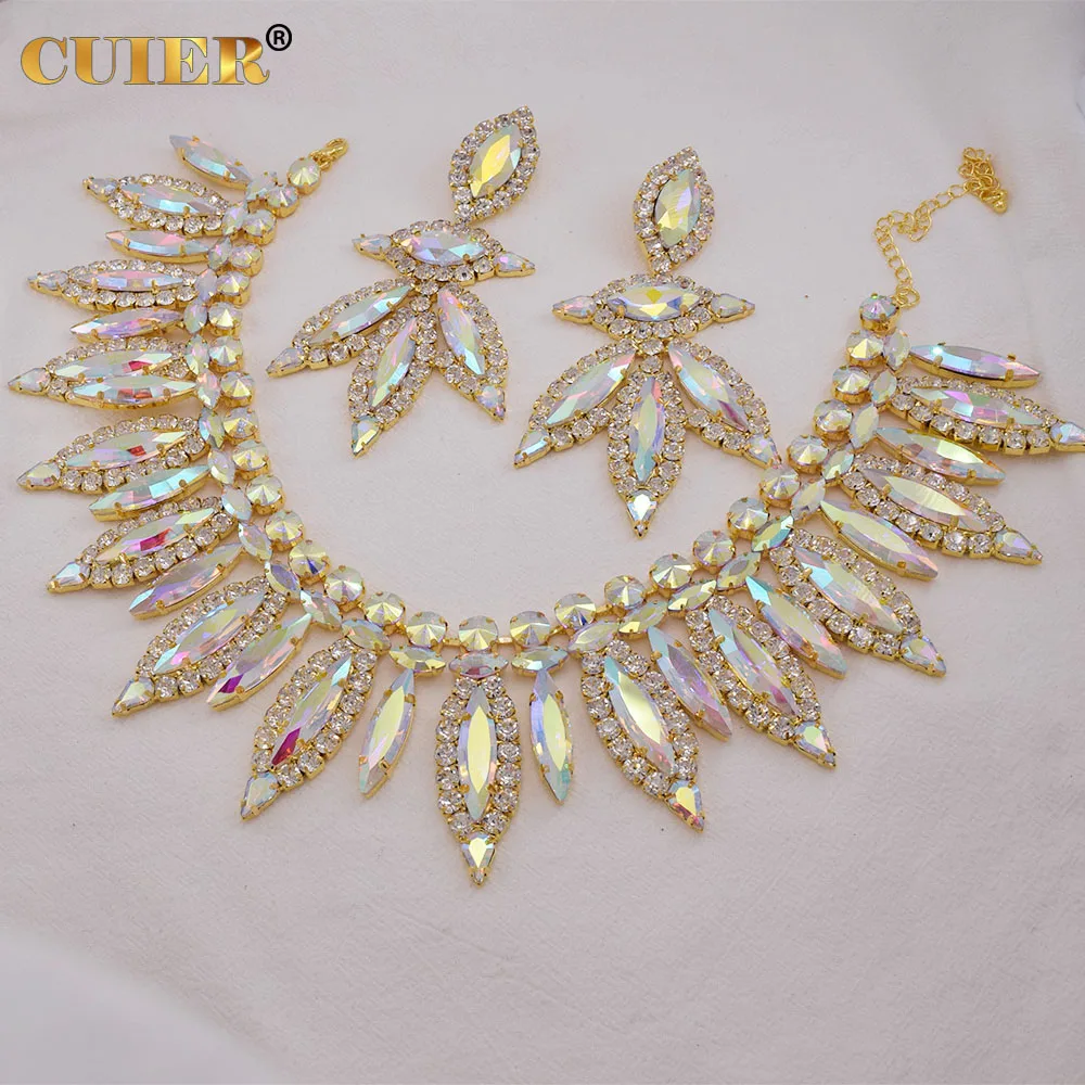 

CUIER Drag Queen Huge Necklace Earring Set Performance Wedding Jewelry